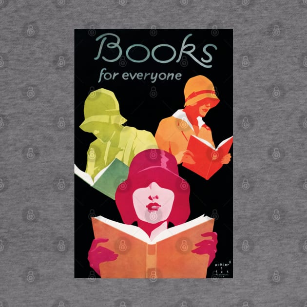 Restored 1920's Books Are For Everyone Library Poster in Neon by vintageposterco